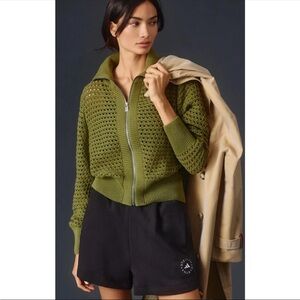 Varley Mesh Knit Zip Up Sweater Size Small 100% Cotton